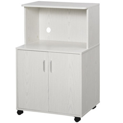 Wyld Haus Fari Move White Stainless Steel Microwave Stand And Kitchen Trolley With Storage Cabinet And Locking Wheels - image 1
