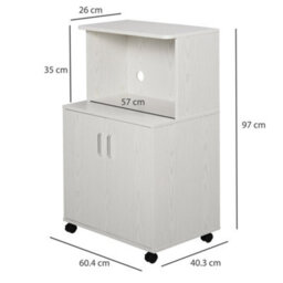 Wyld Haus Fari Move White Stainless Steel Microwave Stand And Kitchen Trolley With Storage Cabinet And Locking Wheels - thumbnail 3
