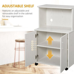 Wyld Haus Fari Move White Stainless Steel Microwave Stand And Kitchen Trolley With Storage Cabinet And Locking Wheels - thumbnail 5