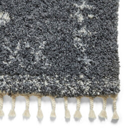 Grey Ivory Shaggy Kilim Modern Moroccan Geometric Rug For Dining Room-120Cm X 170Cm - thumbnail 3