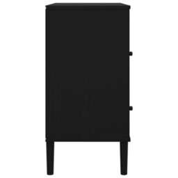 Berkfield Modern Sideboard Senja Rattan Look Black 80X40X80 Cm Solid Wood Pine - thumbnail 7