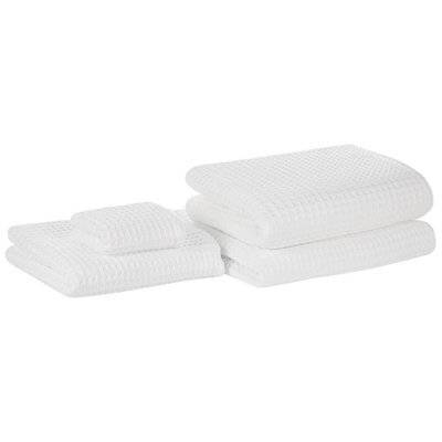 Beliani Set Of 4 Towels Atai Cotton White - image 1