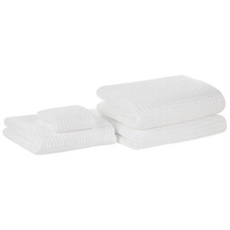 Beliani Set Of 4 Towels Atai Cotton White - thumbnail 1