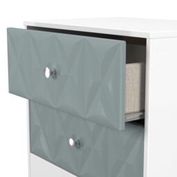 San Jose Ready Assembled Matt Duck Egg Blue & White No Effect 2 Drawer Wide Bedside Chest (H)521mm (W)570mm (D)395mm - thumbnail 5