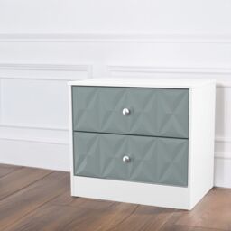 San Jose Ready Assembled Matt Duck Egg Blue & White No Effect 2 Drawer Wide Bedside Chest (H)521mm (W)570mm (D)395mm - thumbnail 3