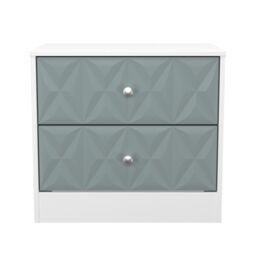 San Jose Ready Assembled Matt Duck Egg Blue & White No Effect 2 Drawer Wide Bedside Chest (H)521mm (W)570mm (D)395mm - thumbnail 2