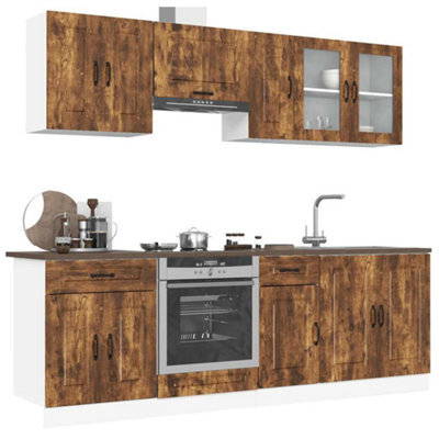 Berkfield 8 Piece Kitchen Cabinet Set Kalmar Smoked Oak Engineered Wood - image 1