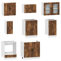 Berkfield 8 Piece Kitchen Cabinet Set Kalmar Smoked Oak Engineered Wood - thumbnail 4