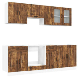 Berkfield 8 Piece Kitchen Cabinet Set Kalmar Smoked Oak Engineered Wood - thumbnail 2