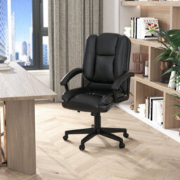 Homcom Swivel Executive Office Chair Mid Back Pu Leather Chair W/ Arm, Black