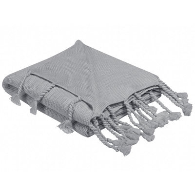 Beliani Blanket Nazilli Cotton 125 X 150 Cm Light Grey - image 1