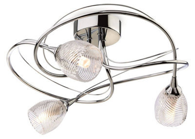 Luminosa Lighting Luminosa Henley 3 Light Flush Light Chrome, Clear Decorative Glass, G9