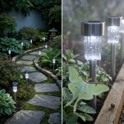 10 Piece Solar Stake Lights Garden Led Stainless Steel Path Security Lamps - thumbnail 2