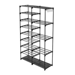 Thehotsale 9-Tier Large Metal Open-Style Shoe Rack In Black, Assembly Required - thumbnail 4