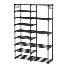 Thehotsale 9-Tier Large Metal Open-Style Shoe Rack In Black, Assembly Required - thumbnail 3