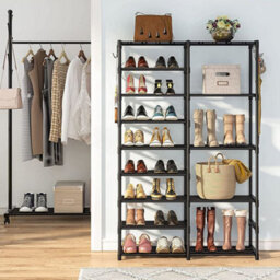 Thehotsale 9-Tier Large Metal Open-Style Shoe Rack In Black, Assembly Required - thumbnail 2