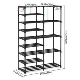Thehotsale 9-Tier Large Metal Open-Style Shoe Rack In Black, Assembly Required - thumbnail 9