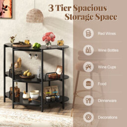 Gainoom Black Bar Unit For Liquor 3 Tier Corner Bar Table W/wine Glasses Holder - thumbnail 4