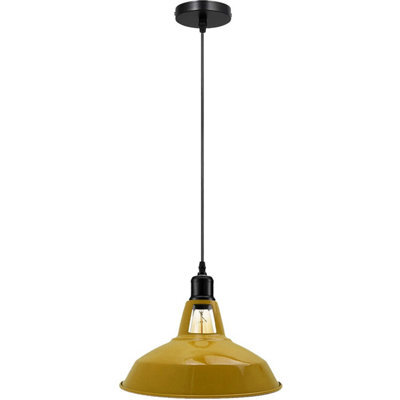 Ledsone Industrial Vintage E27 Adjustable Pendant Lamp With Yellow Barn Slotted Shade For Kitchen Restaurant Bar Or Balcony - image 1
