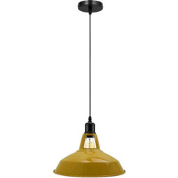 Ledsone Industrial Vintage E27 Adjustable Pendant Lamp With Yellow Barn Slotted Shade For Kitchen Restaurant Bar Or Balcony - thumbnail 1