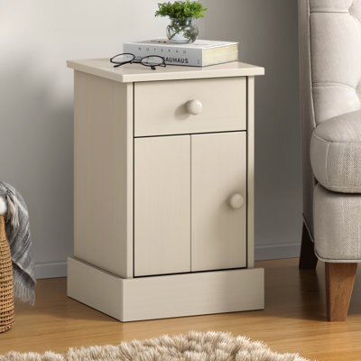 Mercers Furniture Farmhouse White 1 Door 1 Drawer Pot Cupboard Bedside Cabinet Table Solid Wood Pine Wooden - image 1