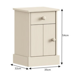 Mercers Furniture Farmhouse White 1 Door 1 Drawer Pot Cupboard Bedside Cabinet Table Solid Wood Pine Wooden - thumbnail 2