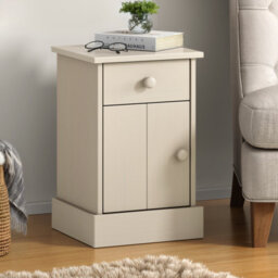 Mercers Furniture Farmhouse White 1 Door 1 Drawer Pot Cupboard Bedside Cabinet Table Solid Wood Pine Wooden - thumbnail 1