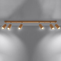 Luminosa Lighting Luminosa Zeke Oak Octagon Ceiling Spotlight Bar Wood, 6X Gu10 - thumbnail 2