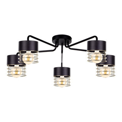Luminosa Lighting Luminosa Royal Multi Arm Semi Flush Ceiling Light Gold, 70Cm, 5X E27