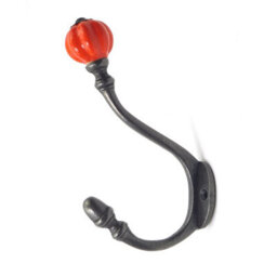 Oakcrafts - Ceramic Tipped Shabby Chic Cast Iron Coat Hook 125mm (Orange) - Pack Of 4 Hooks - thumbnail 4