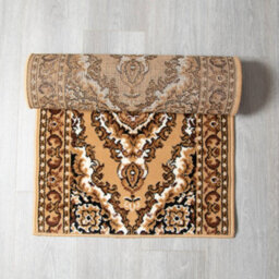 Bravich Beige Traditional Medallion Hard Wearing Runner Mat - Texas - 60X540Cm (2'x18') - thumbnail 1