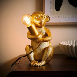 Valuelights Sitting Monkey Gold Table Lamp - thumbnail 5