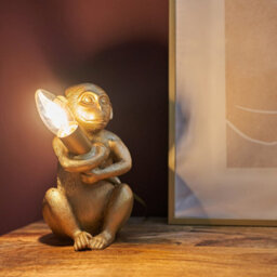 Valuelights Sitting Monkey Gold Table Lamp - thumbnail 2