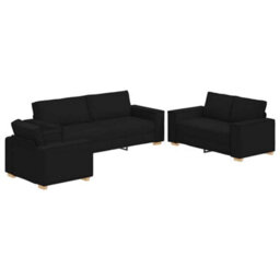 Vidaxl Sofa Set With Cushion 3 Pcs Black 220 X 78 X 84 Cm Fabric - thumbnail 2