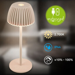 Briloner Beige Rechargeable Battery Led Table Lamp 15Cm - thumbnail 2