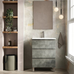 Banyetti Vatilla 600mm Floorstanding Vanity Unit With Athena Basin - Cemento Grey - thumbnail 1