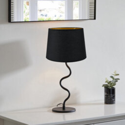 22Cm Black Inner Gold Fabric Lampshade With A60 Led Bulb Modern Light Shade For Ceiling Pendant Table Lamps - thumbnail 7
