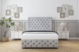 "Sloomy Vienna Silver Naples Divan Bed Set 2 Drawers Left Side With 26"" Strutted & 12"" Footboard 2'6 Small Single" - thumbnail 1
