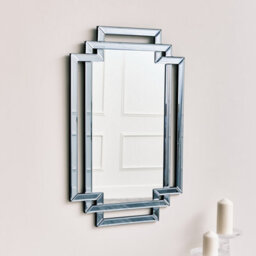 Melody Maison Grey Glass Art Deco Rectangle Wall Mirror - 80Cm X 50Cm