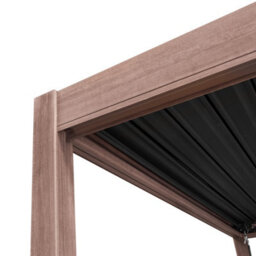 MonsterShop Metal Pergola 3M X 3M Wood Effect With Retractable Blinds & Louvre Side Panels Tilting Canopy Roof Aluminium Outdoor Garden Gazebo - thumbnail 7