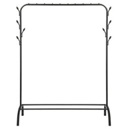 Heavy Duty Clothes Rail Sturdy Metal Garment Rack With 8 Hooks And Bottom Shelf Wardrobe Rail For Bedroom Or Office Black - thumbnail 6