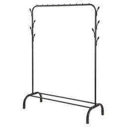 Heavy Duty Clothes Rail Sturdy Metal Garment Rack With 8 Hooks And Bottom Shelf Wardrobe Rail For Bedroom Or Office Black - thumbnail 5