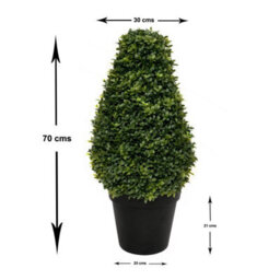 GreenBrokers 2 X Artificial Premium Quality Topiary Boxwood Cone Shaped Plants In Black Pots For Indoor Outdoor Decor, Uv Stable (20In/70Cm) - thumbnail 2