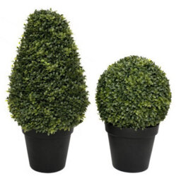 GreenBrokers 2 X Artificial Premium Quality Topiary Boxwood Cone Shaped Plants In Black Pots For Indoor Outdoor Decor, Uv Stable (20In/70Cm) - thumbnail 4