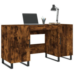 Berkfield Desk Smoked Oak 140X50X75 Cm Engineered Wood - thumbnail 3