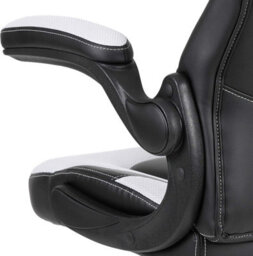 Fwstyle Black & White Faux Leather Racer Style Deluxe Gaming Chair - thumbnail 3