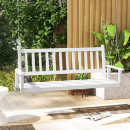 Costway 3-Person Porch Hanging Swing Chair Wooden Garden Swing Bench With Slatted Back - thumbnail 4