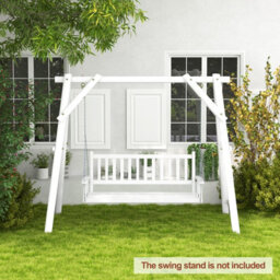 Costway 3-Person Porch Hanging Swing Chair Wooden Garden Swing Bench With Slatted Back - thumbnail 5
