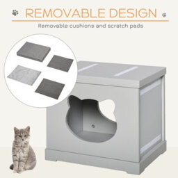 Pawhut Cat House Bed Kitten Cave Cube Indoor W/soft Cushion Sisal Scratching Pad - thumbnail 5