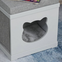 Pawhut Cat House Bed Kitten Cave Cube Indoor W/soft Cushion Sisal Scratching Pad - thumbnail 9